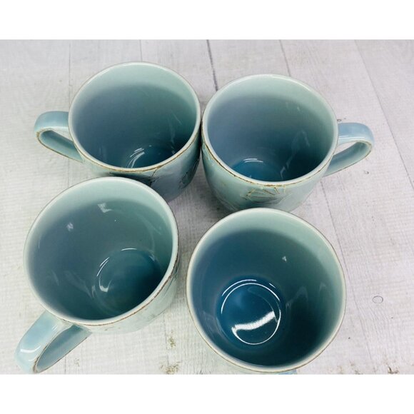 Thomson Pottery CAPE COD Embossed Seashells Stoneware 10.5oz 4"T Cups Mugs Set 4 - Picture 7 of 16